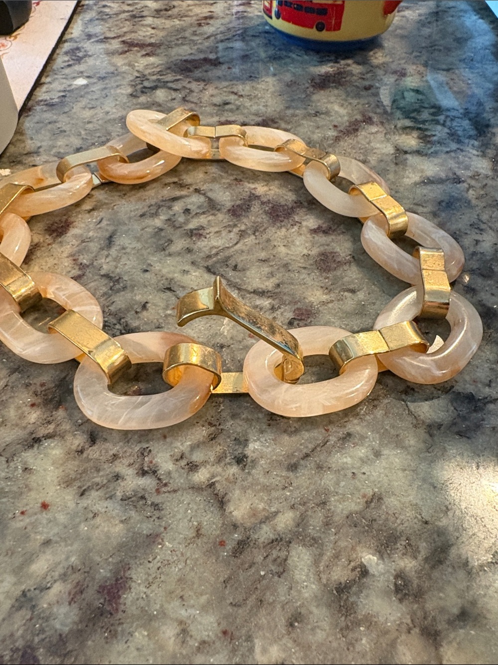 J. Crew Peach Resin Link Necklace with Gold Accents - Picture 4 of 4